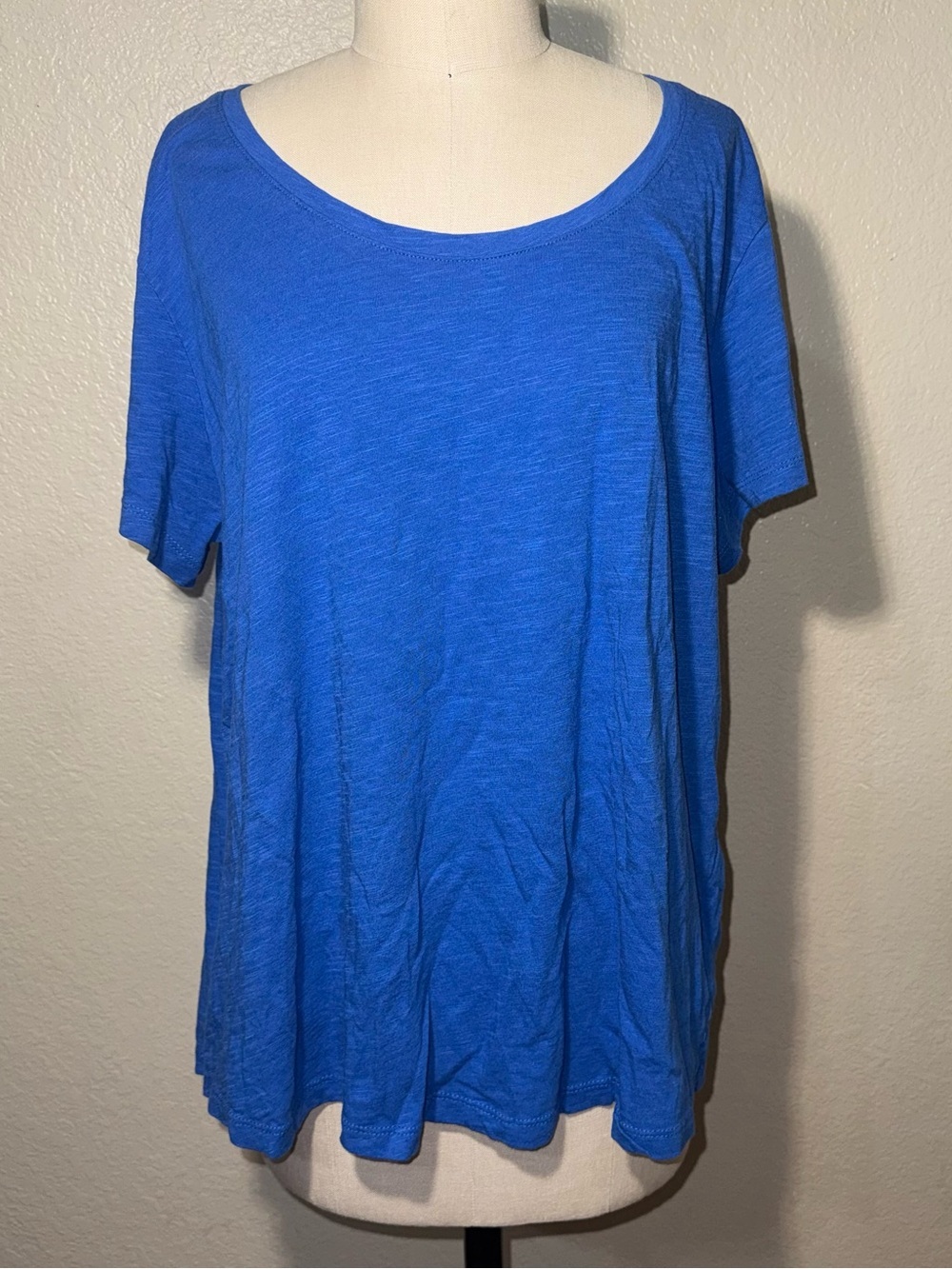 Eddie Bauer Blue Scoop Neck Slub Knit Tee XXL Soft Modal Blend Relaxed